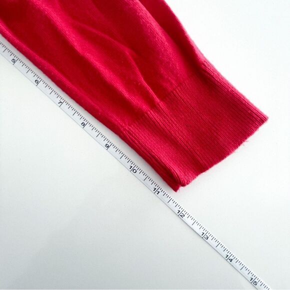 River Island Red Cardigan Gathered Sleeve Button Up Women's L Fine Knit - Picture 7 of 7